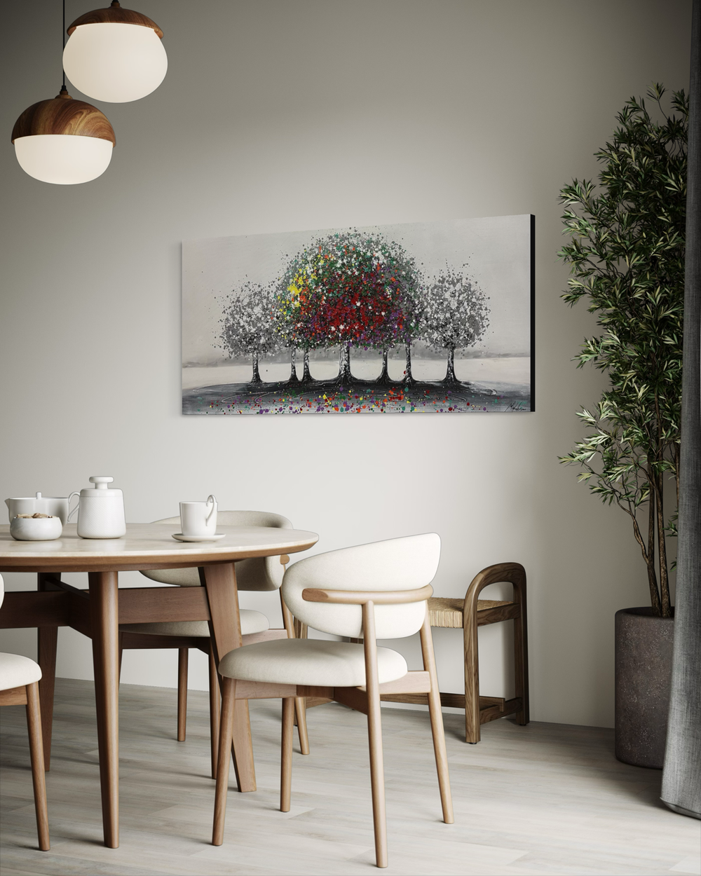 Ein Gemälde mit einem Baum