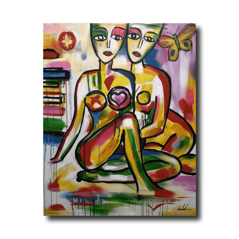 Ein Gemälde mit zwei Frauen