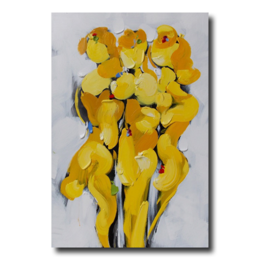 Ein abstraktes Gemälde in Gelb