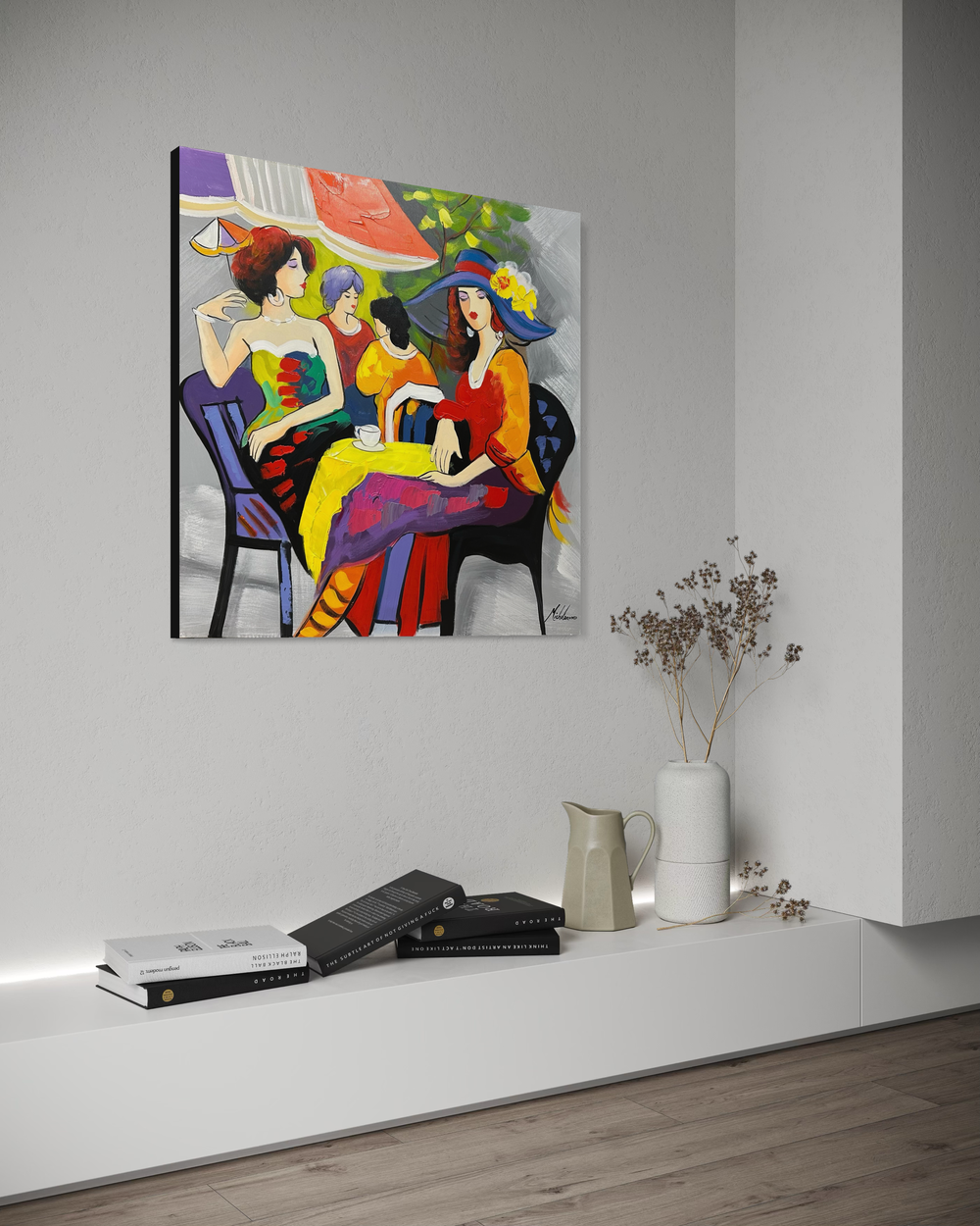 Ein Bild mit Frauen im Gespräch