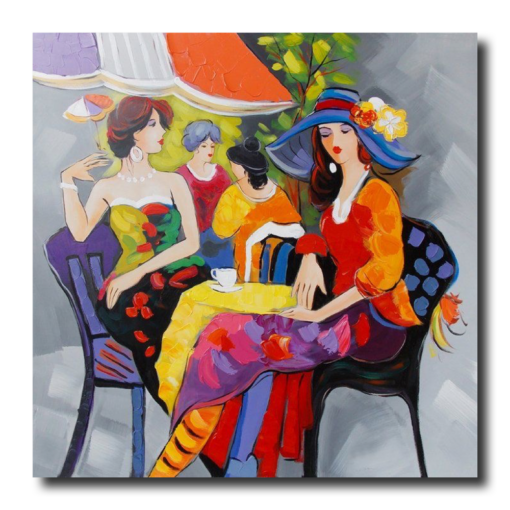 Ein Gemälde von diskutierenden Frauen
