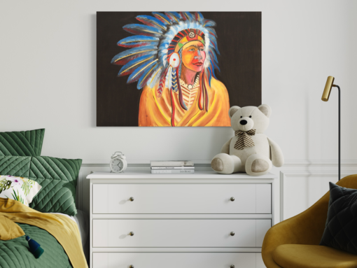 Ein Gemälde eines Indianerhäuptlings