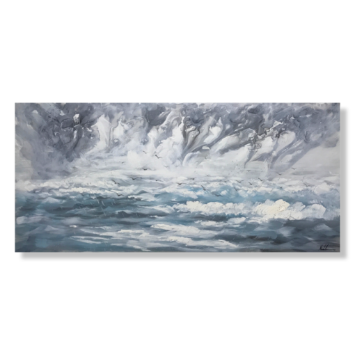 Ein Gemälde mit einem Ozean