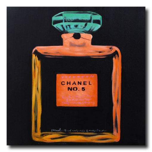 Ein Gemälde mit einer Coco-Chanel-Flasche