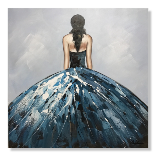Ein Gemälde mit einer Frau in einem Kleid