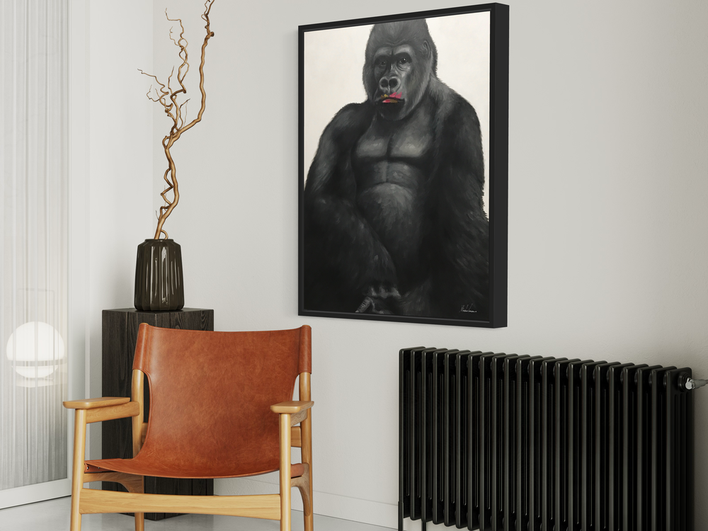 Ein Gemälde mit einem Gorilla