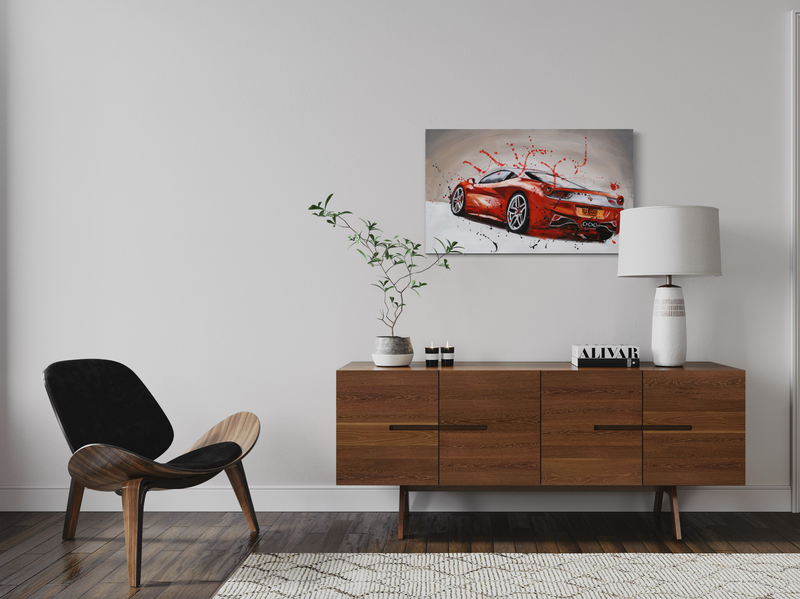 Ein Gemälde mit einem Ferrari