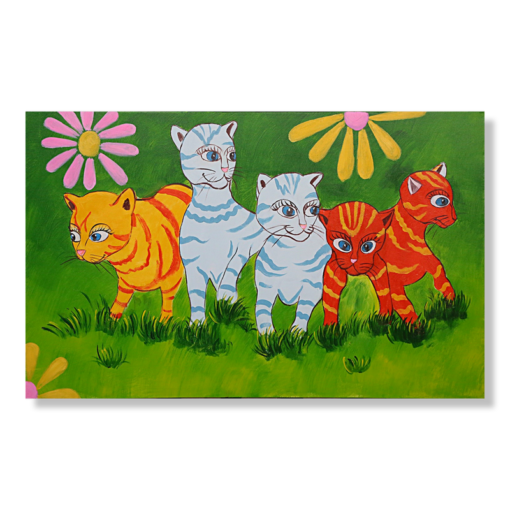 Ein Gemälde mit Katzen