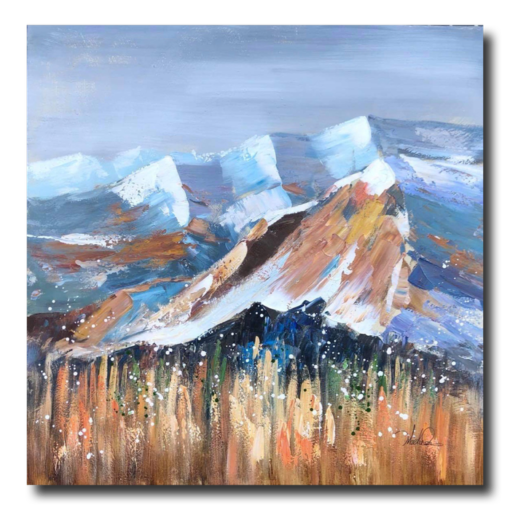 Ein Gemälde mit Bergen