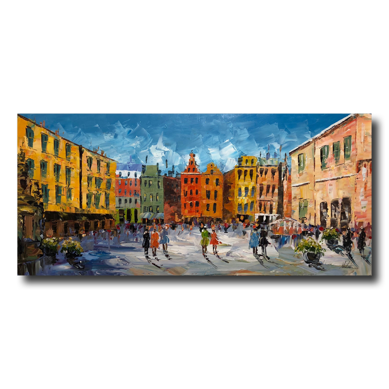 Ein Gemälde der Altstadt von Stockholm