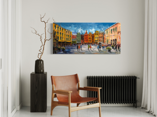 Ein Gemälde der Altstadt von Stockholm