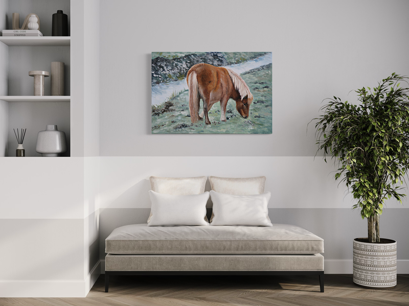 Ein Gemälde mit einem Pferd