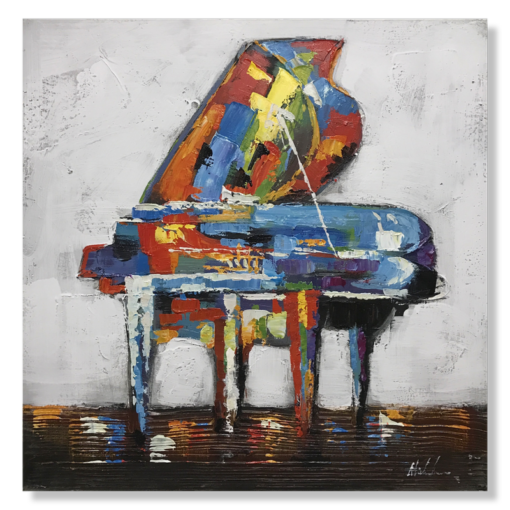 Ein Gemälde mit einem Klavier