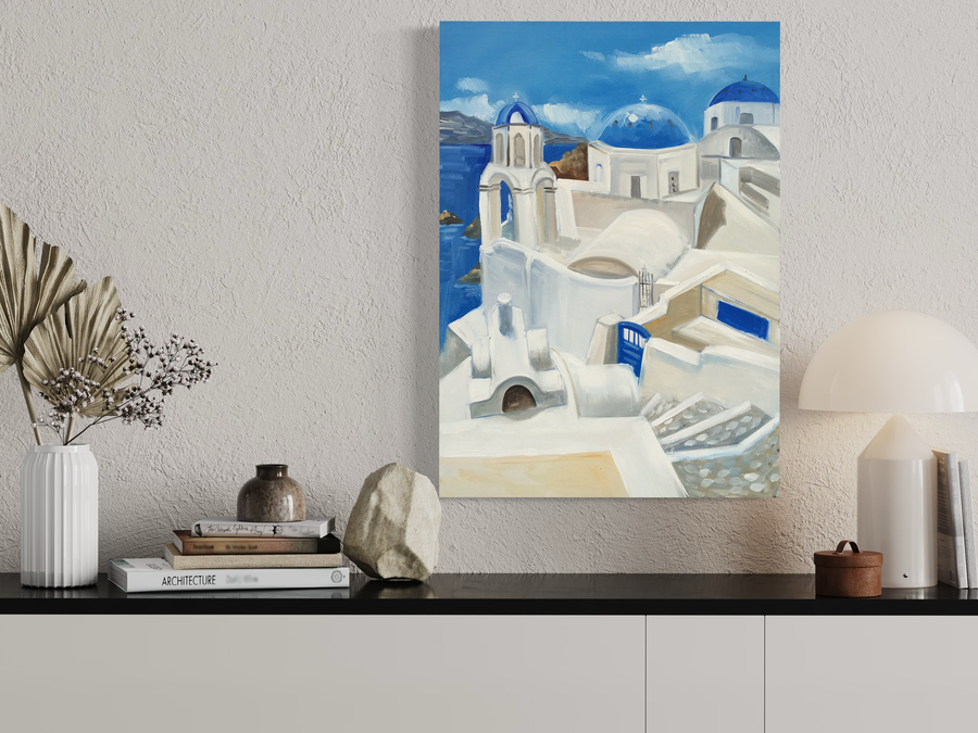 Ein Gemälde mit Santorini
