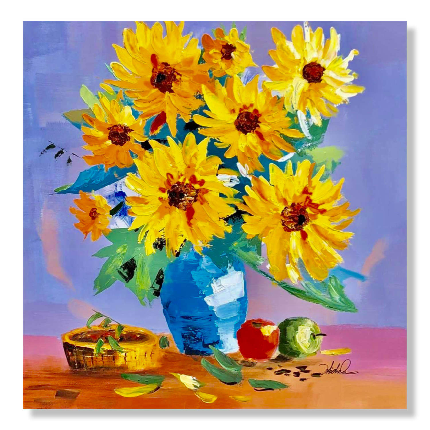 Ein Gemälde mit Sonnenblumen