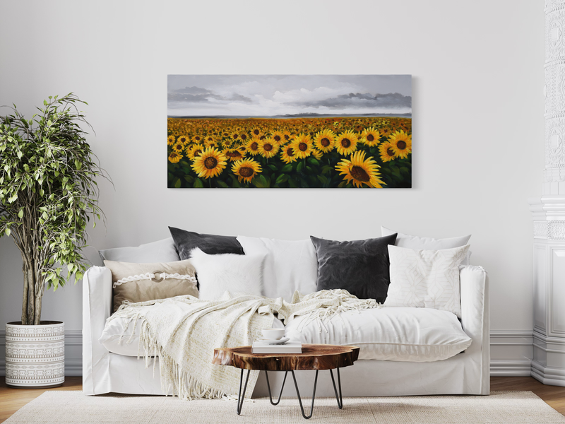 Ein Gemälde mit Sonnenblumen