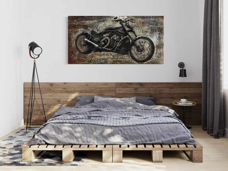 Ein Wandbild mit einem Motorrad