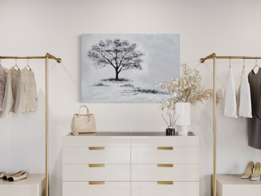 Ein Gemälde mit einem Baum