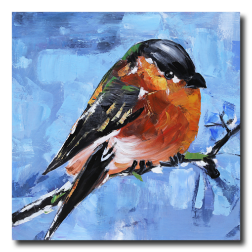 Ein Gemälde mit einem Vogel