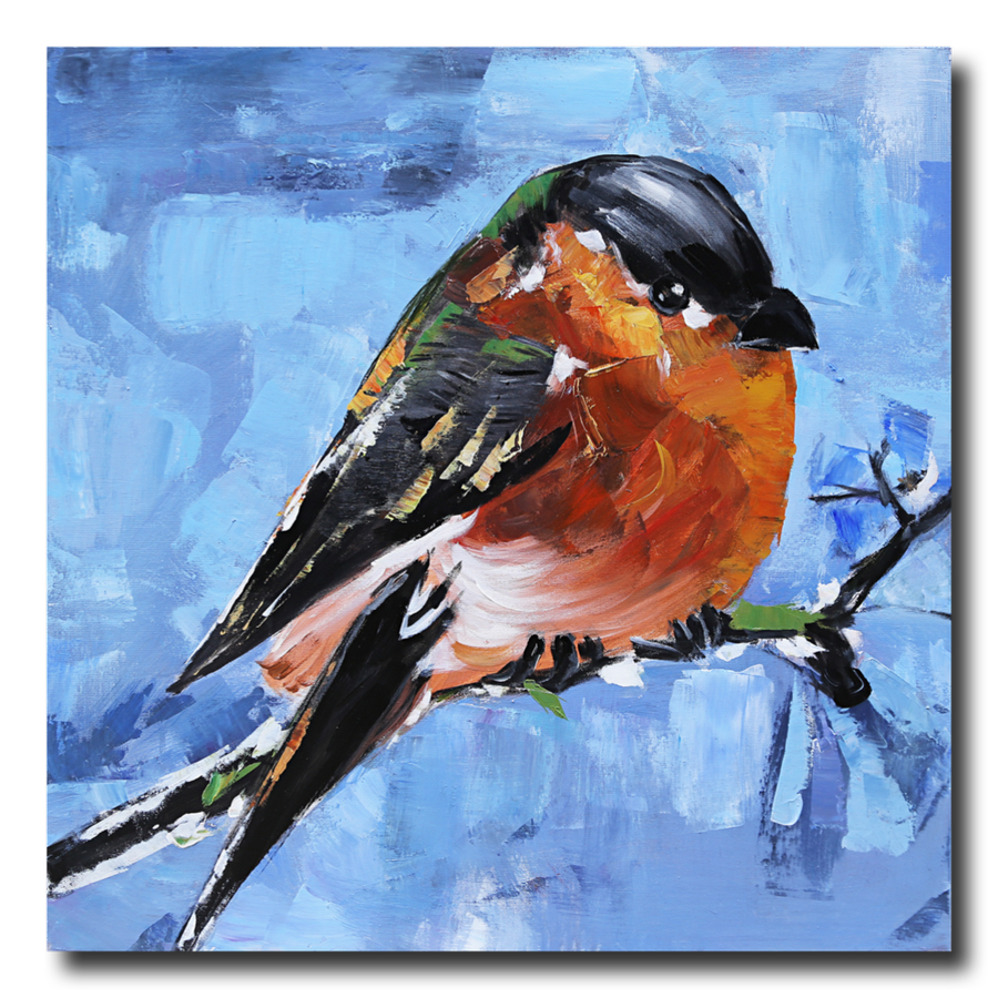 Ein Gemälde mit einem Vogel