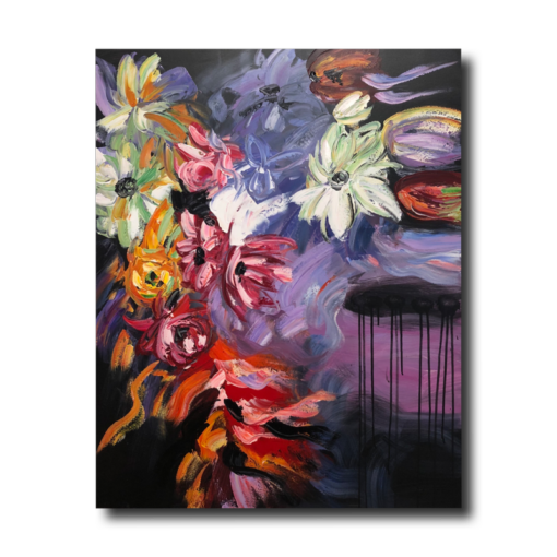 Ein Gemälde mit Blumen