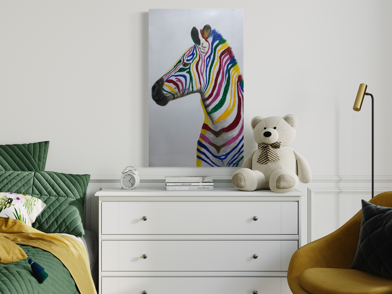 Ein Gemälde mit einem Zebra