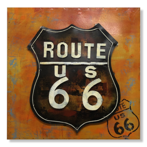 Ein Wandbild mit dem Schild der Route 66