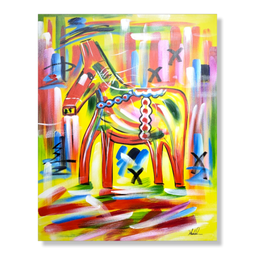 Ein Gemälde mit einem Dalapferd