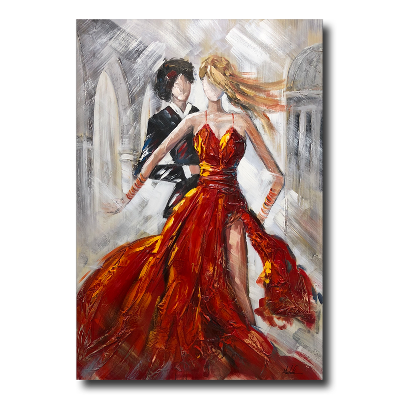 Ein Gemälde mit einem tanzenden Paar