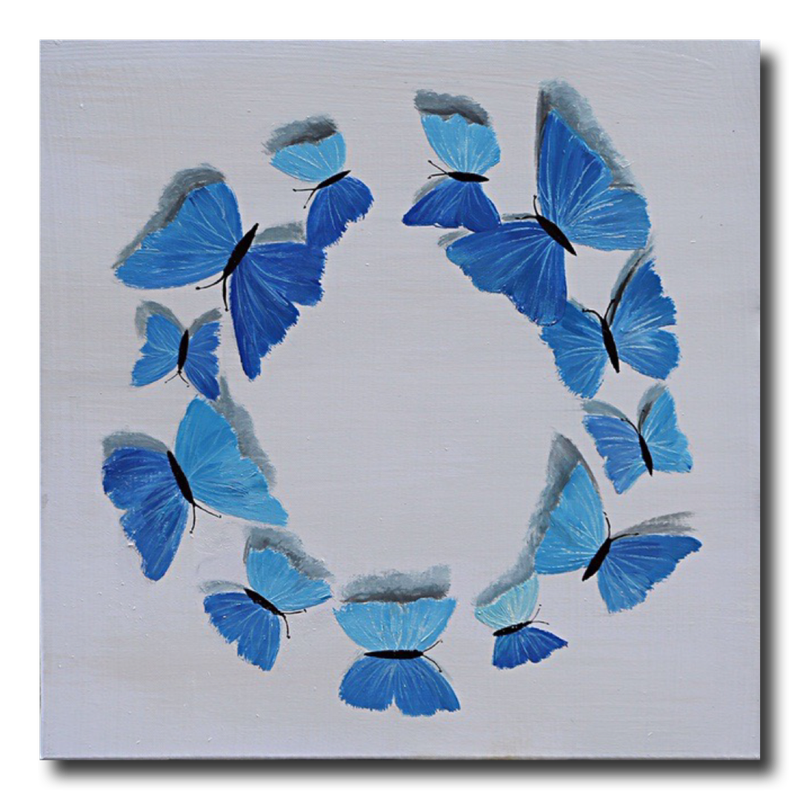 Ein Gemälde mit Schmetterlingen