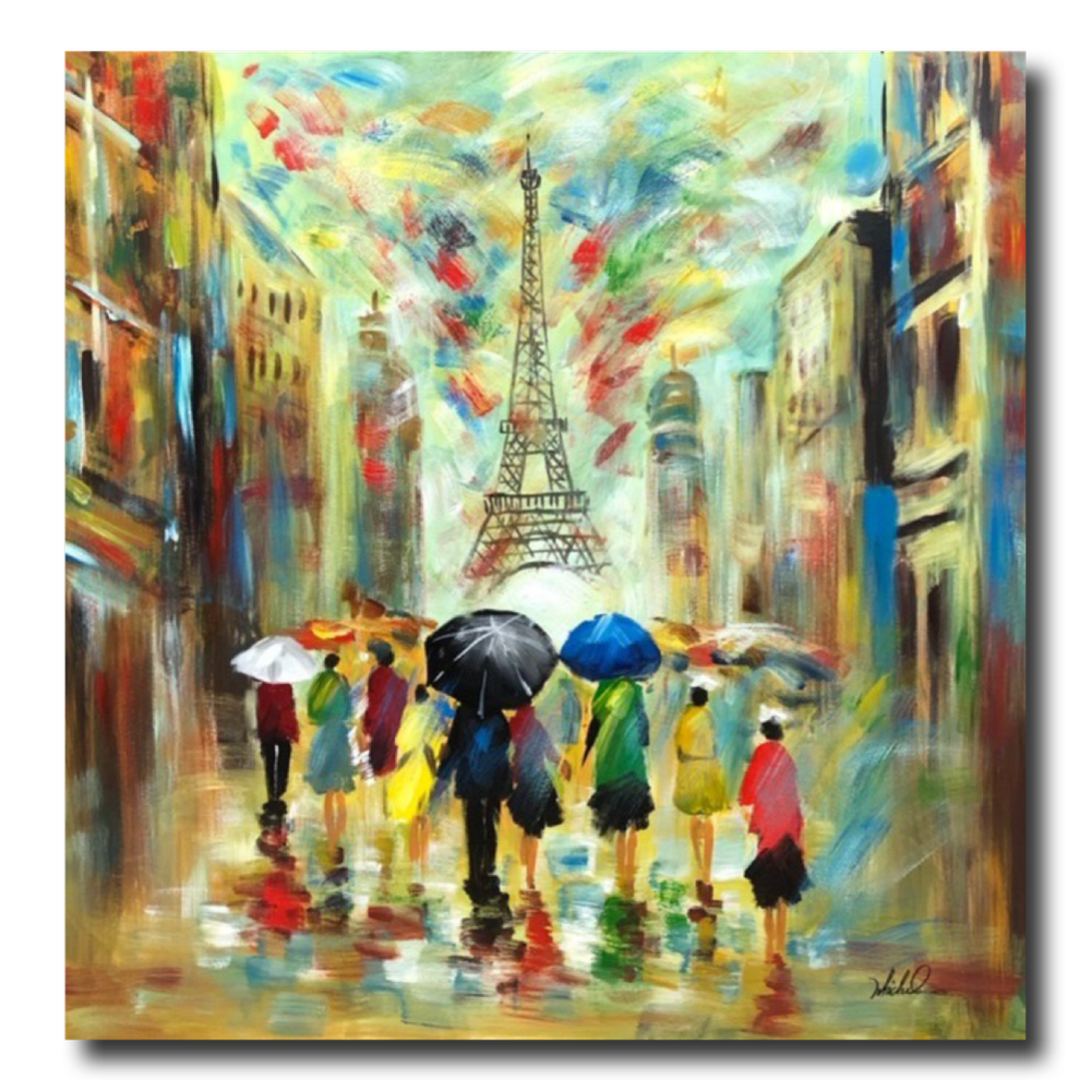 Ein Gemälde mit Motiven aus Paris