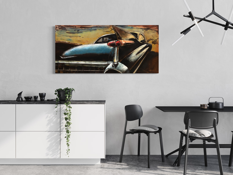 Ein Wandbild mit einem Cadillac