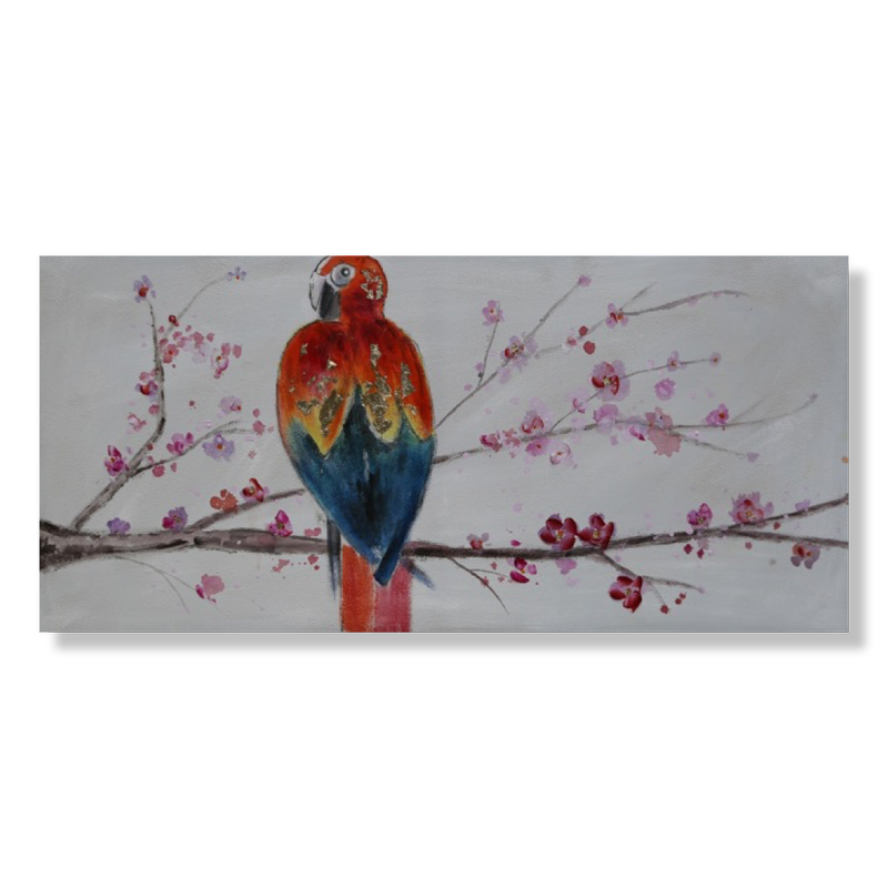 Ein Gemälde mit einem Papagei