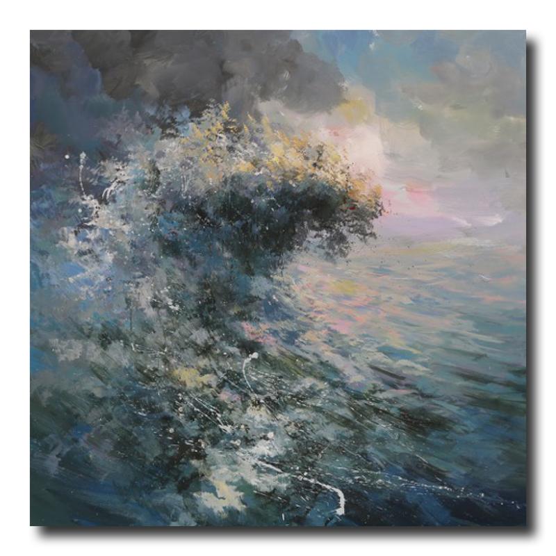 Ein Gemälde mit einer großen Welle