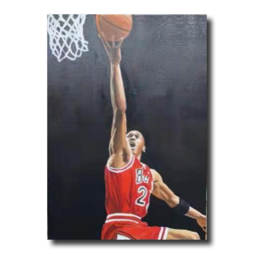 Ein Gemälde mit einem Basketballmotiv
