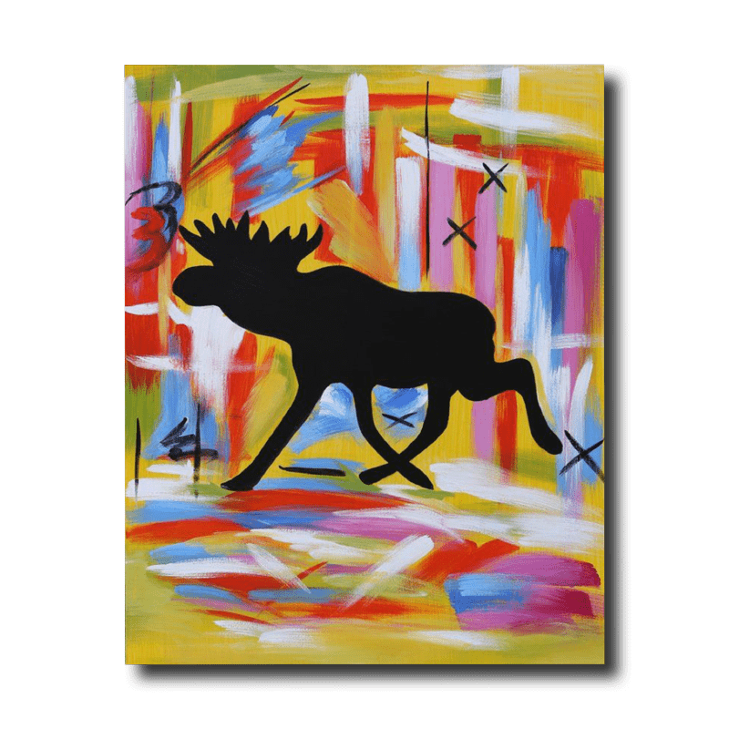 Ein Gemälde mit einem Elch