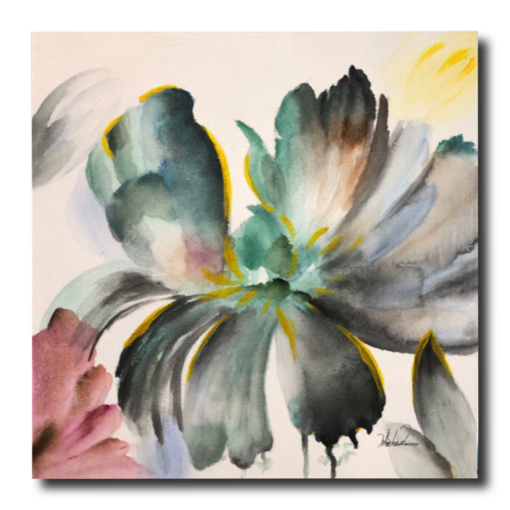 Ein Gemälde mit einer Blume