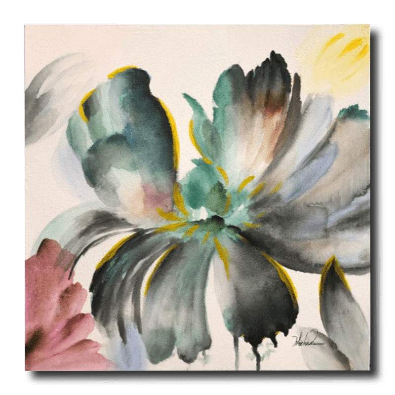 Ein Gemälde mit einer Blume