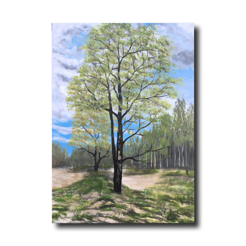 Ein Gemälde mit einem Baum