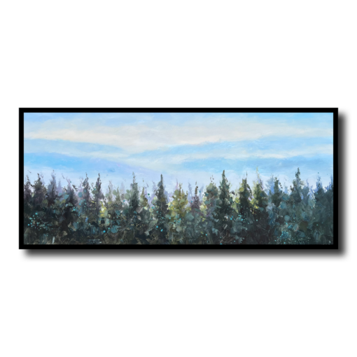 Ein Gemälde mit einem Wald