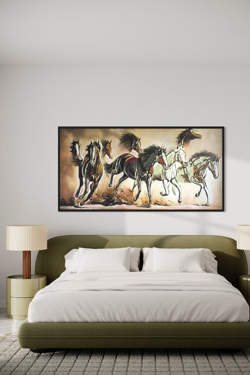 Ein Gemälde mit Pferden