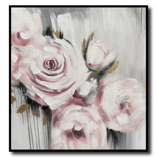 Ein Gemälde mit rosa Rosen