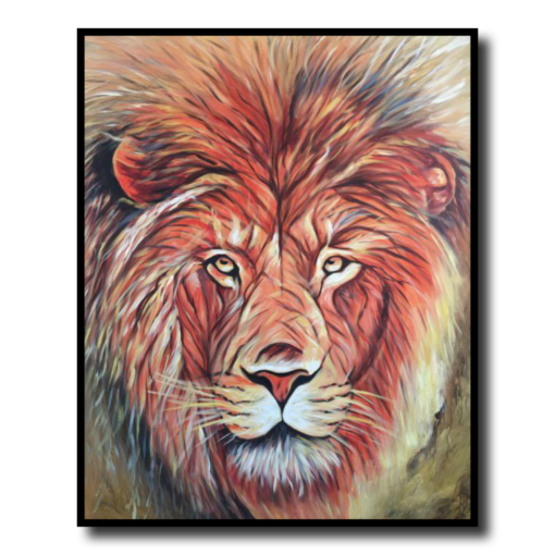 Ein Gemälde mit einem Löwen