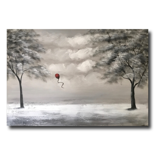 Ein Gemälde mit einem roten Ballon