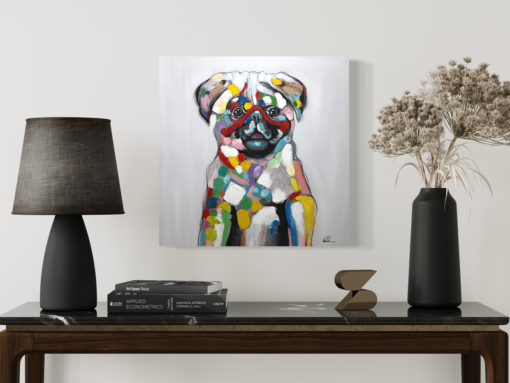 Ein Gemälde mit einem Hund