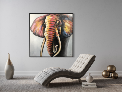 Ein Gemälde mit einem Elefanten