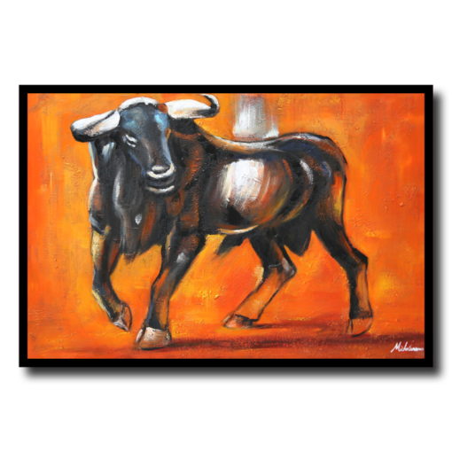 ein Gemälde mit einem Stier