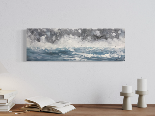 Ein Gemälde mit einem Ozean