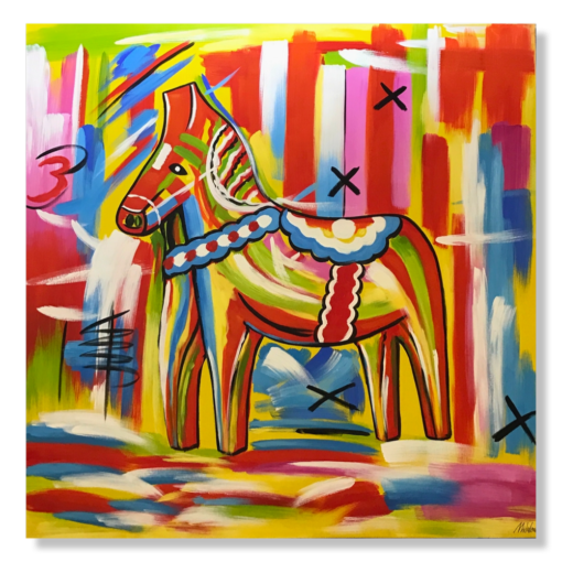 Ein Gemälde mit einem Dalapferd