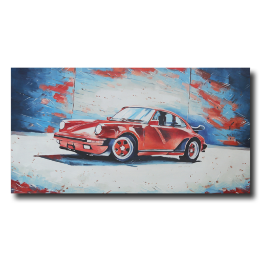 Ein Gemälde inspiriert von Porsches klassischem Auto 911.